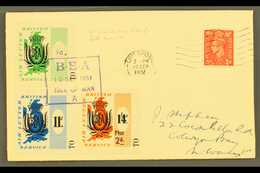 1951 B.E.A. AIR LETTER LOCAL SURCHARGES 1951 (10 Sept) Cover From Isle Of Man To Colwyn Bay Bearing B.E.A. 6d, 11d And 1 - Andere & Zonder Classificatie