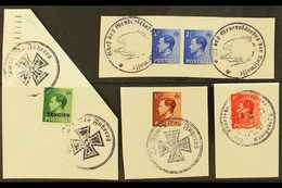 BOGUS WWII POSTMARKS A Group Of 1936 KEVIII Issues Incl Two With Tangier Opts, All Used On Pieces Tied By Various Bogus  - Autres & Non Classés