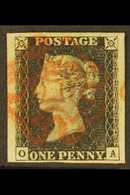 1840 1d Black Plate 6, "OA", With Four Good To Large Margins And Neat Red Maltese Cross. For More Images, Please Visit H - Unclassified