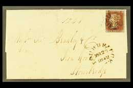1841 "BLACK PLATE" ON COVER. 1842 (19 Mar) EL From Manchester To Stourbridge Bearing 1841 1d Red-brown 'EK' From Plate 9 - Other & Unclassified