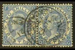 1867-80 2s Dull Blue Plate 1, Wmk Spray, SG 118, Very Fine Used PAIR, A Few Short Perfs At Bottom Of Both Stamps But A S - Andere & Zonder Classificatie