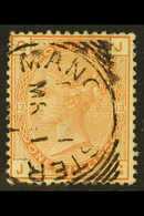 1873-80 1s Orange-brown Plate13, SG 151, Very Fine Used, A Couple Of Shortish Perfs, Manchester Cds Cancellation. A Love - Other & Unclassified