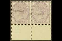 1881 1d Lilac (16 Dots) Handstamped "SPECIMEN" (SG Type 9), SG 172s, Never Hinged Mint PAIR With Sheet Margin At Base (p - Other & Unclassified