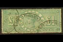 1887-92 £1 Green, SG 212, Fine Used With Bank Of England Leadenhall St Oval Cancellation. Cat £800. For More Images, Ple - Other & Unclassified