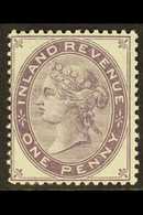 POSTAL FISCAL 1881 1d (Die 4, Plate 144) Wmk Orb Perforated COLOUR TRIAL In Dull Purple, See Note After SG Spec L123 (=  - Other & Unclassified