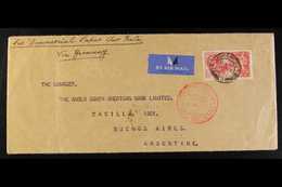 ZEPPELIN MAIL 1935 5s Carmine Re-engraved Seahorse Tied To Commercial Cover To Buenos Aires, Tied By Southampton Cds, Wi - Sin Clasificación