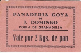 VALE POR 2 KILOS DE PAN DE LA PANADERIA GOYA DE J. DOMINGO - POBLA DE GRANADELLA CON SELLO Y FIRMA  (LLEIDA-LERIDA) - Monedas/ De Necesidad