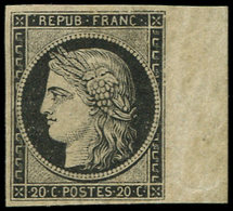 * EMISSION DE 1849 3    20c. Noir Sur Jaune, Bdf, TTB. C - 1849-1850 Ceres