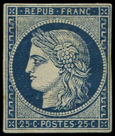 * EMISSION DE 1849 4a   25c. Bleu Foncé, Gomme Mate, Sinon TB, Certif. A. Diena Et E. Diena - 1849-1850 Cérès