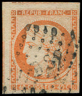 EMISSION DE 1849 5    40c. Orange, 2 Grandes Marges (3 Amorces De Voisins) Obl. DS2, TB. C - 1849-1850 Cérès