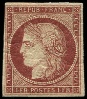 * EMISSION DE 1849 6B    1f. Carmin-brun, Jolie Nuance, TB. Br - 1849-1850 Cérès