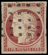 EMISSION DE 1849 6     1f. Carmin, Obl. GROS POINTS, TB. Br - 1849-1850 Ceres