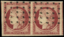 EMISSION DE 1849 6     1f. Carmin, PAIRE Obl. GROS POINTS S. Fragt, Très Frais Et TB - 1849-1850 Ceres