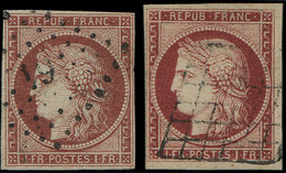 EMISSION DE 1849 6     1f. Carmin, 2 Nuances Obl. GRILLE Et PC, TB - 1849-1850 Cérès