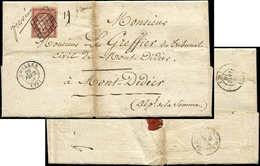 Let EMISSION DE 1849 6A    1f. Rouge-brun, Filet Coupé Dans Un Angle, Obl. GRILLE S. LAC, Càd CHELLES 20/2/49, Frappes T - 1849-1850 Cérès