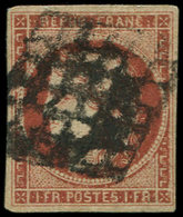 EMISSION DE 1849 7B    1f. Vermillon Terne, Obl. GRILLE, Frappe Lourde, TB, Certif. Scheller - 1849-1850 Ceres