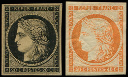 EMISSION DE 1849 R3f Et R5g, 20c. Noir Sur Jaune, Neuf Sans Gomme Et * 40c. Orange, REIMPRESSIONS, TB - 1849-1850 Ceres