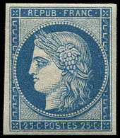 ** EMISSION DE 1849 R4d  25c. Bleu, REIMPRESSION, TB. C - 1849-1850 Cérès