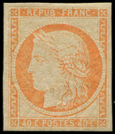 * EMISSION DE 1849 R5g  40c. Orange, REIMPRESSION, Une Paille Dans Le Papier Sinon TB. C - 1849-1850 Cérès