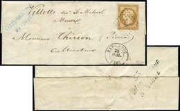 Let PRESIDENCE 9    10c. Bistre-jaune, Obl. PC 248 S. LAC, Càd T15 BAR LE DUC 28/7/(53), Au Verso Cursive 53/VILLOTTE-DE - 1852 Louis-Napoléon