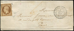 Let PRESIDENCE 9a   10c. Bistre-brun, Au Filet Dans 2 Angles, Obl. ETOILE S. LAC, Càd LETTRE AFFie DE PARIS POUR PARIS 1 - 1852 Luis-Napoléon