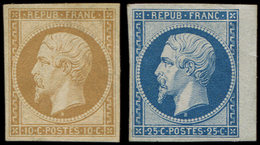 (*) PRESIDENCE R9e/R10c, 10c. Bistre Clair Et 25c. Bleu Petit Bdf, REIMPRESSIONS, TB - 1852 Louis-Napoléon