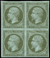 ** EMPIRE NON DENTELE 11    1c. Olive, BLOC De 4, Gomme Légèrement Coulée, Sinon TB. Br - 1853-1860 Napoleon III