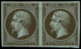 (*) EMPIRE NON DENTELE 11c   1c. Mordoré, PAIRE, TB - 1853-1860 Napoleon III