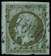 EMPIRE NON DENTELE 11    1c. Olive, Obl. GC 1050, Belles Marges, TTB - 1853-1860 Napoleone III