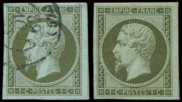 EMPIRE NON DENTELE 11    1c. Olive (*) Et Obl. Càd, TB. Br - 1853-1860 Napoleon III