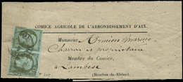 Let EMPIRE NON DENTELE 11    1c. Olive, PAIRE Obl. Càd T15 AIX En PROVENCE 6/6/( ) Sur Bande, TB - 1853-1860 Napoleon III