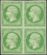 ** EMPIRE NON DENTELE 12    5c. Vert, BLOC De 4, Fraîcheur Postale, TTB - 1853-1860 Napoleon III