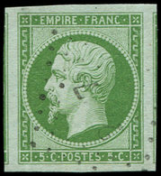 EMPIRE NON DENTELE 12    5c. Vert, Obl. PC Léger, Marges énormes, 2 Voisins, Superbe - 1853-1860 Napoléon III