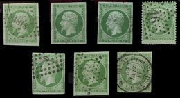 EMPIRE NON DENTELE 12    5c. Vert (6), Oblitérations Et Nuances + Un N°20 Obl. Etoile 16, TB - 1853-1860 Napoléon III