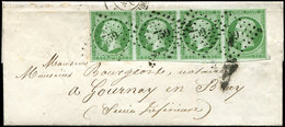 Let EMPIRE NON DENTELE 12    5c. Vert, BANDE De 4, Obl. PC 759 S. LSC, TTB - 1853-1860 Napoleon III