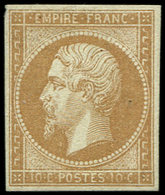 * EMPIRE NON DENTELE 13A  10c. Bistre, T I, Ch. Un Peu Forte, Sinon TB. C - 1853-1860 Napoleon III