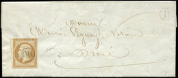 Let EMPIRE NON DENTELE 13A  10c. Bistre, T I, Obl. OR Sur LAC De La Chapelle Vicomtesse Du 31/10/57, Boite B, TTB - 1853-1860 Napoléon III