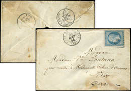 Let EMPIRE NON DENTELE 14A  20c. Bleu Obl. Los. C.Ch S. Env., Càd CAMP DE CHALONS 20/8/58, TTB - 1853-1860 Napoleon III