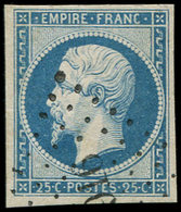 EMPIRE NON DENTELE 15   25c. Bleu, Obl. PC Légère, TB - 1853-1860 Napoléon III