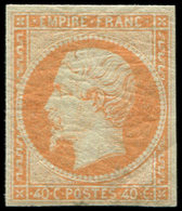 ** EMPIRE NON DENTELE 16j  40c. Orange Pâle, TB, Certif. Roumet - 1853-1860 Napoléon III.