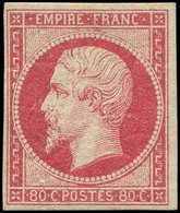 * EMPIRE NON DENTELE 17B  80c. Rose, Inf. Trace D'une Ancienne Ch., TB. C Et J - 1853-1860 Napoléon III