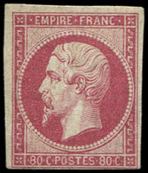 * EMPIRE NON DENTELE 17B  80c. Rose, Court Au Filet Non Touché, TB - 1853-1860 Napoléon III.