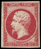 * EMPIRE NON DENTELE 17Ba 80c. Rose Vif, Frais Et TB, Certif. Diena - 1853-1860 Napoléon III.