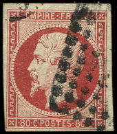 EMPIRE NON DENTELE 17Ad 80c. VERMILLONNE Obl. Losange, TB. J - 1853-1860 Napoléon III