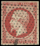 EMPIRE NON DENTELE 17Ad 80c. VERMILLONNE, Obl. ROULETTE De POINTILLES, TB - 1853-1860 Napoléon III