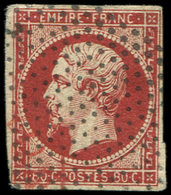 EMPIRE NON DENTELE 17Ar 80c. VERMILLONNE FONCE Obl. Roulettes De Pointillés, Pli, Mais Belle Nuance, B/TB - 1853-1860 Napoléon III.