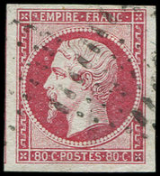 EMPIRE NON DENTELE 17B  80c. Rose, Obl., 3 Grandes Marges, Amorce De Voisin à Gauche, TTB/Superbe. S - 1853-1860 Napoléon III
