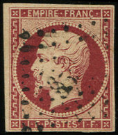 EMPIRE NON DENTELE 18    1f. Carmin, Obl. PC, Infime Pelurage, Sinon TB. C - 1853-1860 Napoléon III