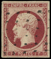 EMPIRE NON DENTELE 18    1f. Carmin, Obl. GROS POINTS, Frappe Légère, TB/TTB - 1853-1860 Napoléon III.