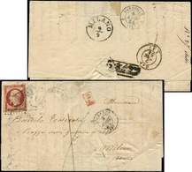 Let EMPIRE NON DENTELE 18    1f. Carmin, Obl. PC 441 S. LAC, Càd BORDEAUX 3/4/54, Arr. MILAN Le 9/4, TB - 1853-1860 Napoleon III